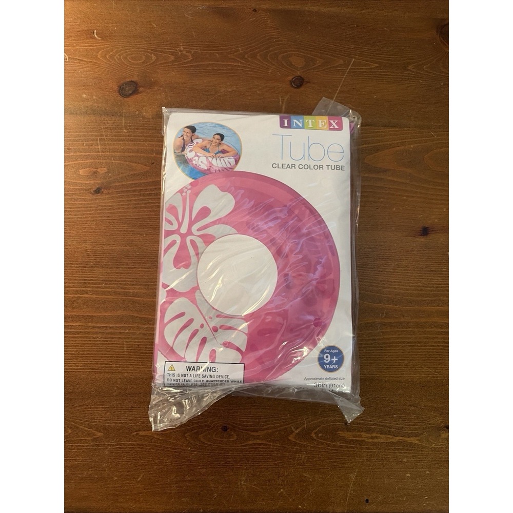 Intex Clear Color Tube 36" Pink Hibiscus Float Ring New Sealed Package 9+